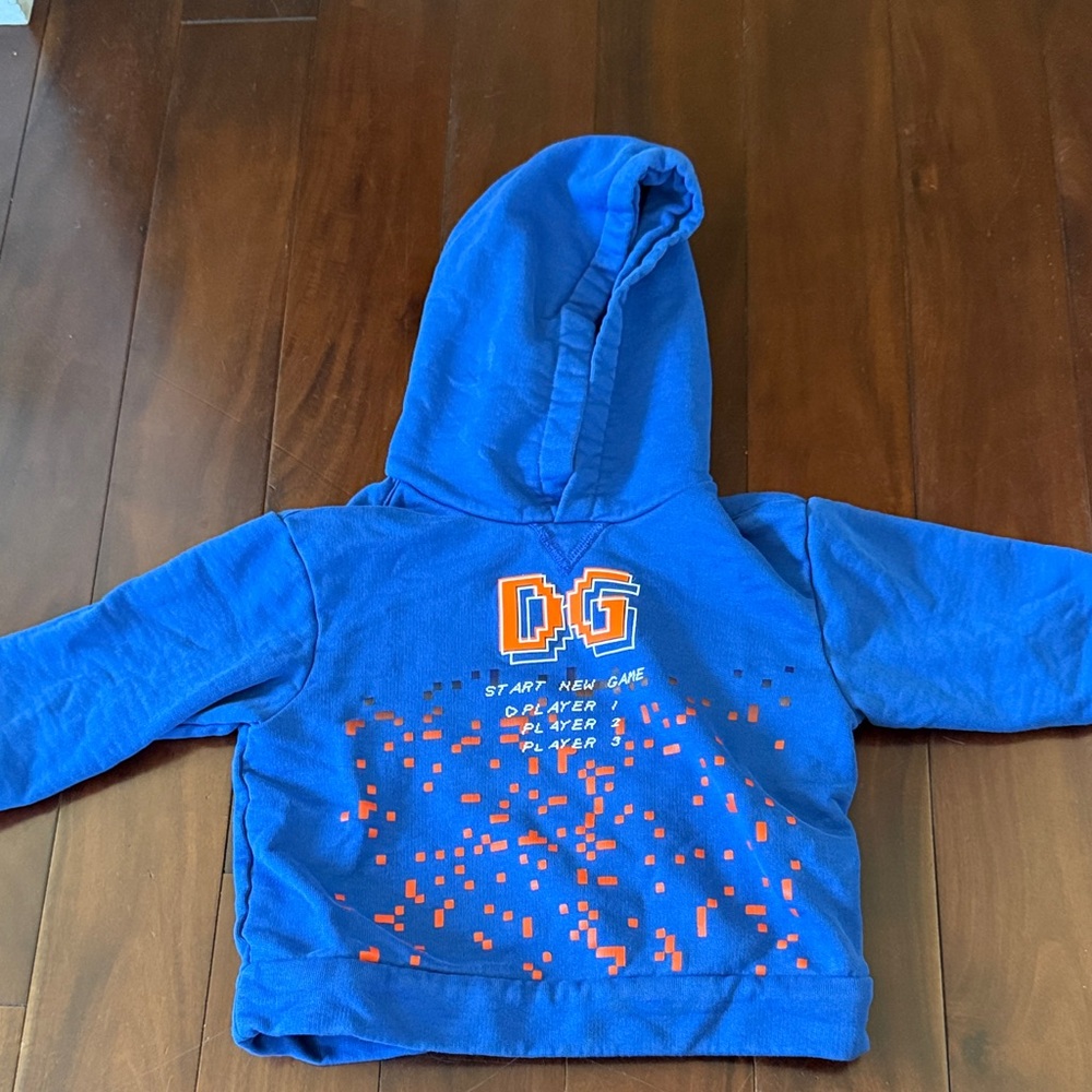 Dolce & Gabbana Kids Blue Hoodie with Orange Accents 3T